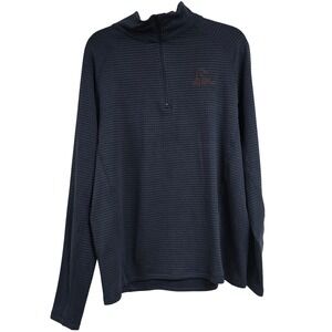 Ducks Unlimited 1/4 Zip Pullover Grid Fleece Sweatshirt Striped Blue Men's Sz L